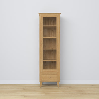 Vitrine mit Schublade Eiche naturfarben 57 cm – Wohnzimmer, skandinavischer Stil Nizio