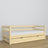 Clear pine sofa bed – wooden details, high quality Nizio