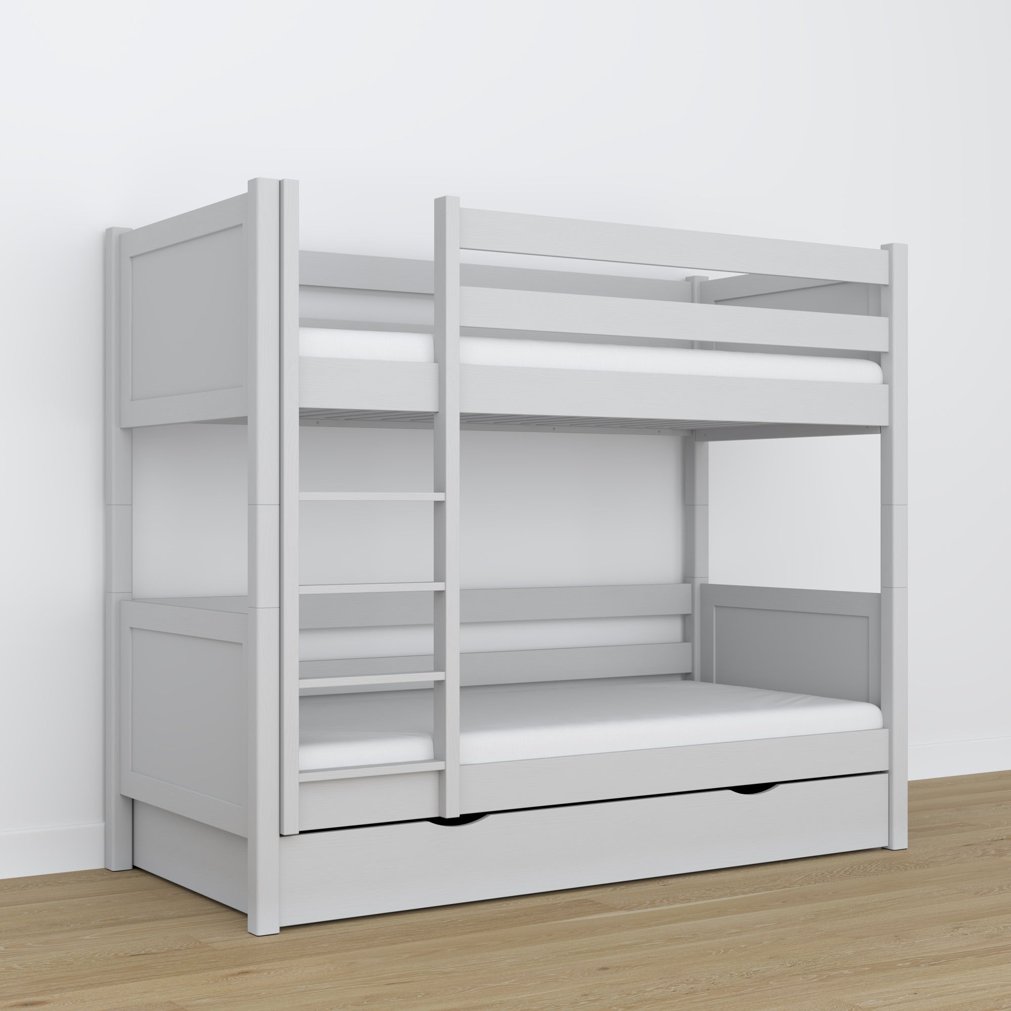 Hochbett mit Schublade grau aus Holz – skandinavisches Design, Nizio