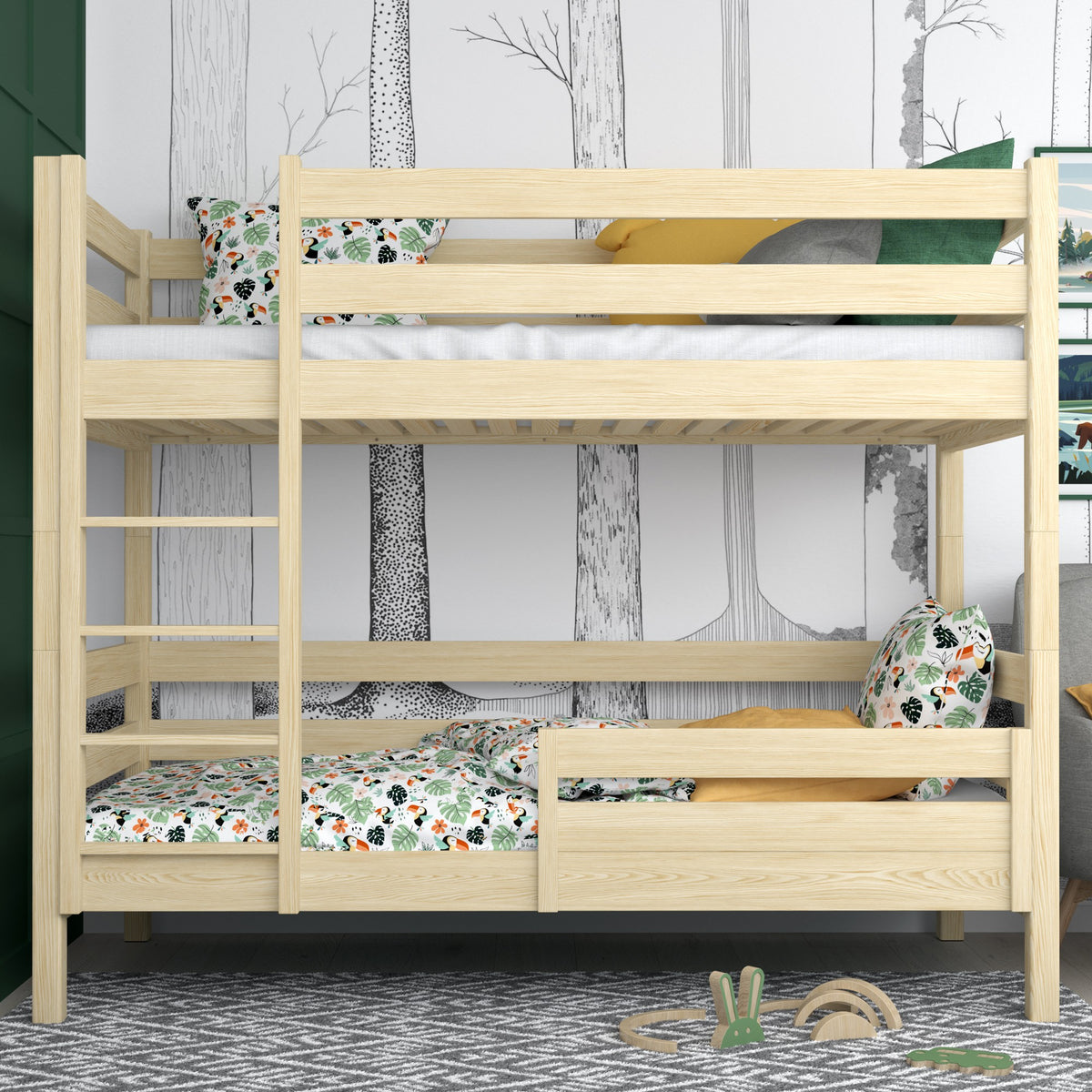 Bettgitter Kiefer farblos aus Holz – Maße und Schema, Nizio