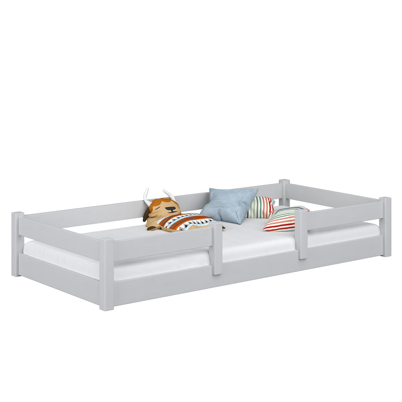 Wooden low bed N01 grey