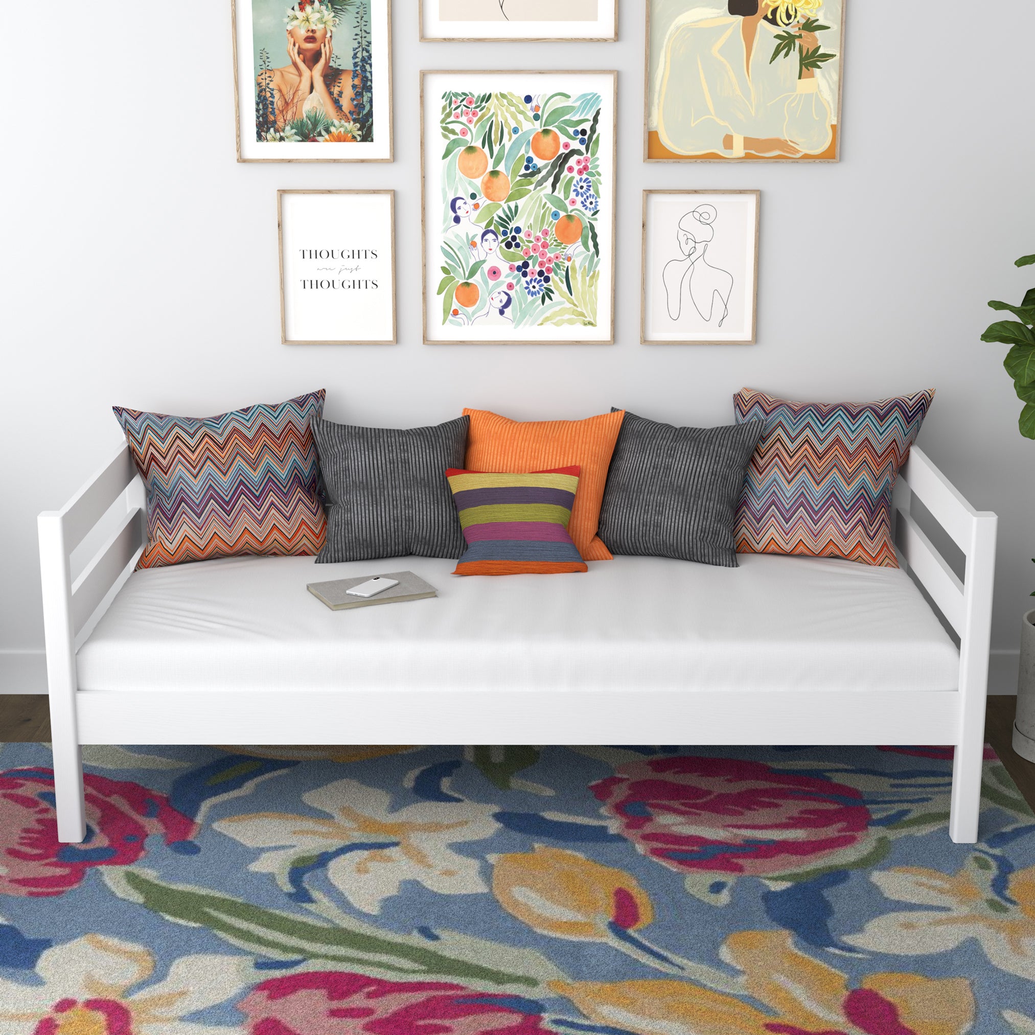 Łóżko sofa N01 biały – dodatkowy widok, lite drewno sosnowe