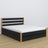Doppelbett Schwarz mit Eiche mit Schublade – Holzkopfteil, Nahaufnahme