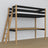 Hochbett mit Schreibtisch Schwarz-Eiche aus Holz – Maße, Nizio Home