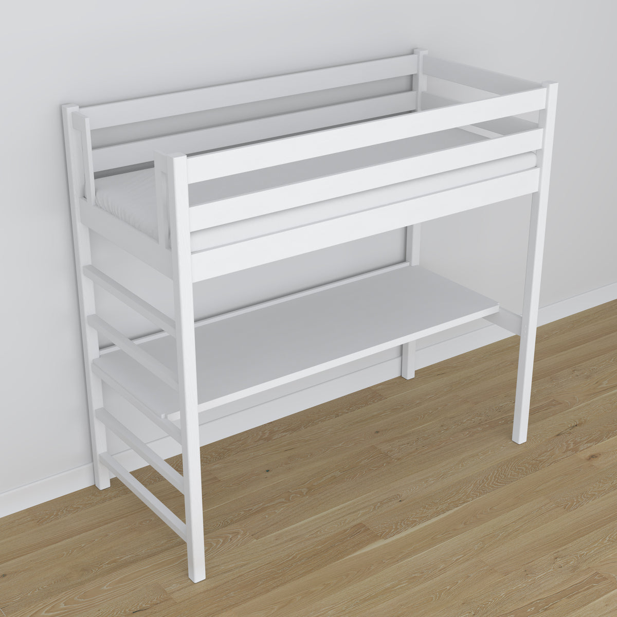 Loft bed with desk white wooden – dimensions, Nizio Home
