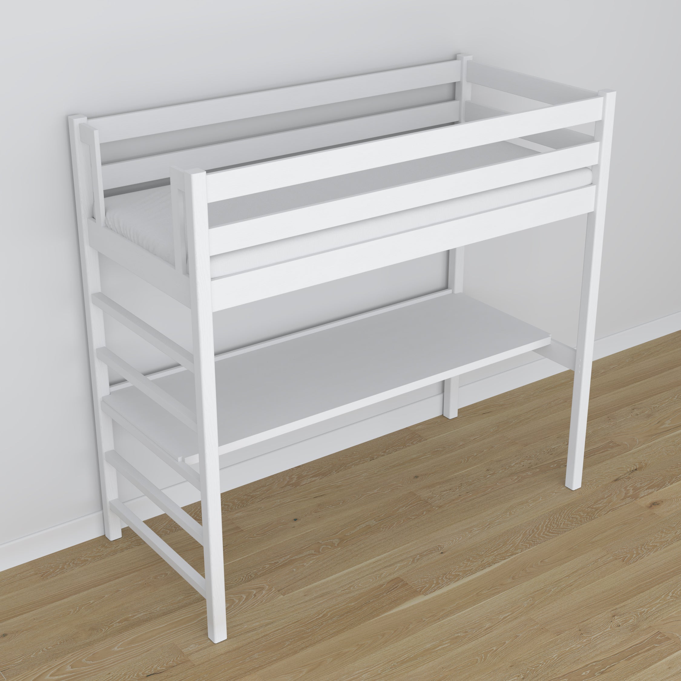 Loft bed with desk white wooden – dimensions, Nizio Home