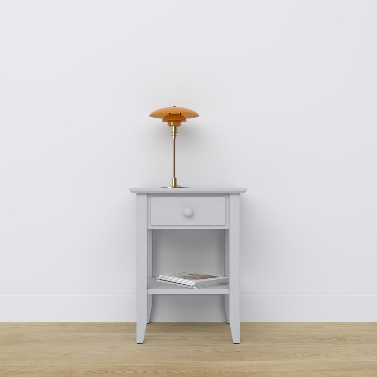 Nachttisch mit Schublade N01 Holz Grau – Schlafzimmer, skandinavischer Stil