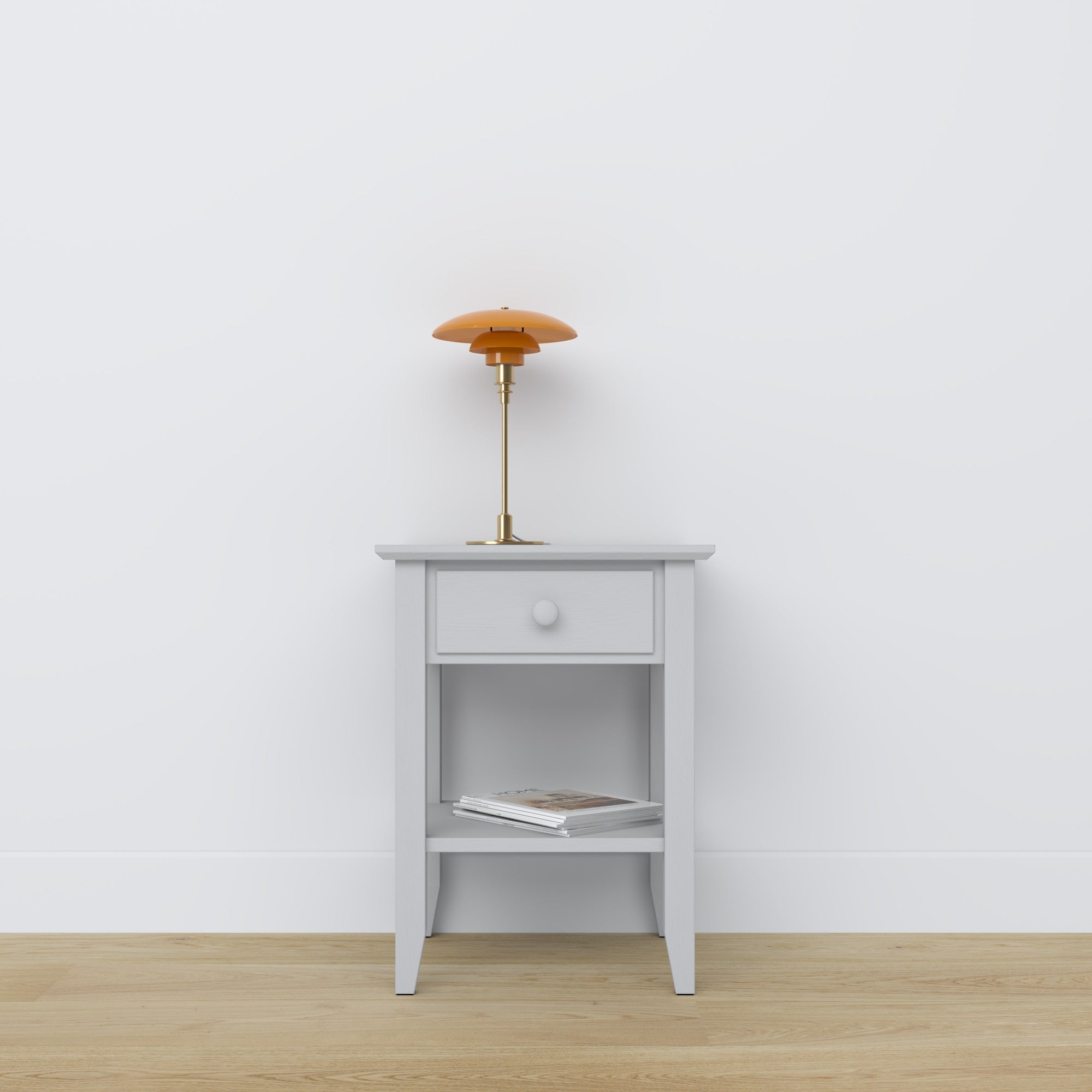 Nachttisch mit Schublade N01 Holz Grau – Schlafzimmer, skandinavischer Stil