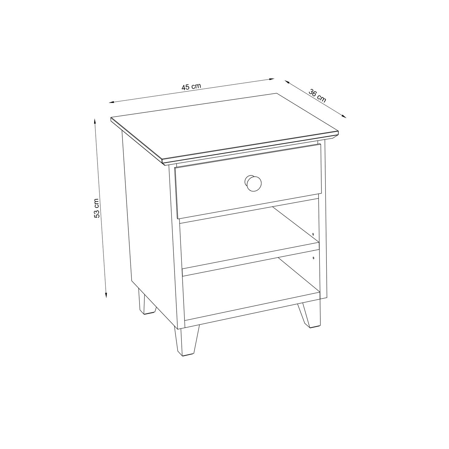 Pine bedside table 1S N02 Scandi natural pine