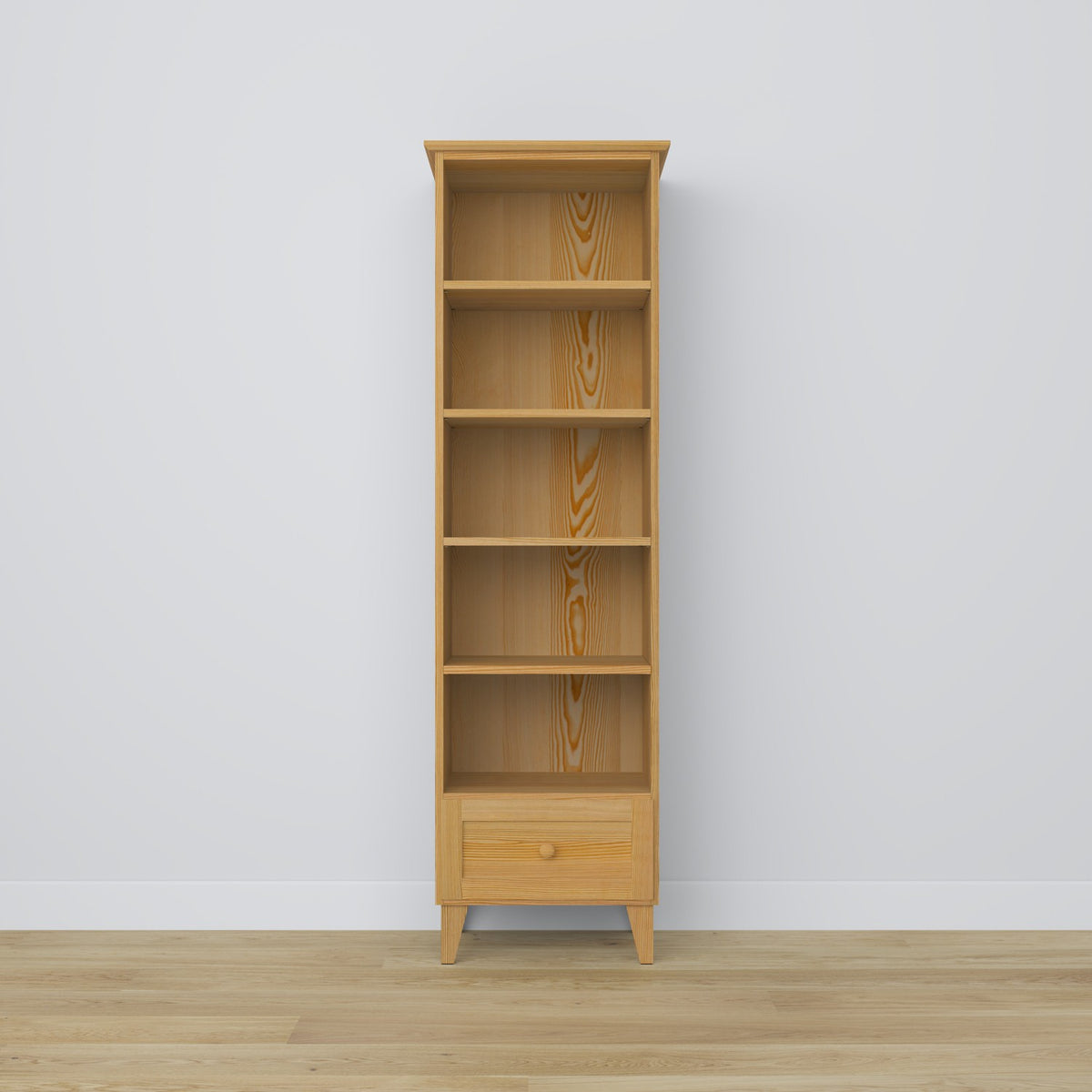 Regal mit Schublade Kiefernholz Kiefer natur 57 cm – Wohnzimmer und Arbeitszimmer, skandinavischer Stil