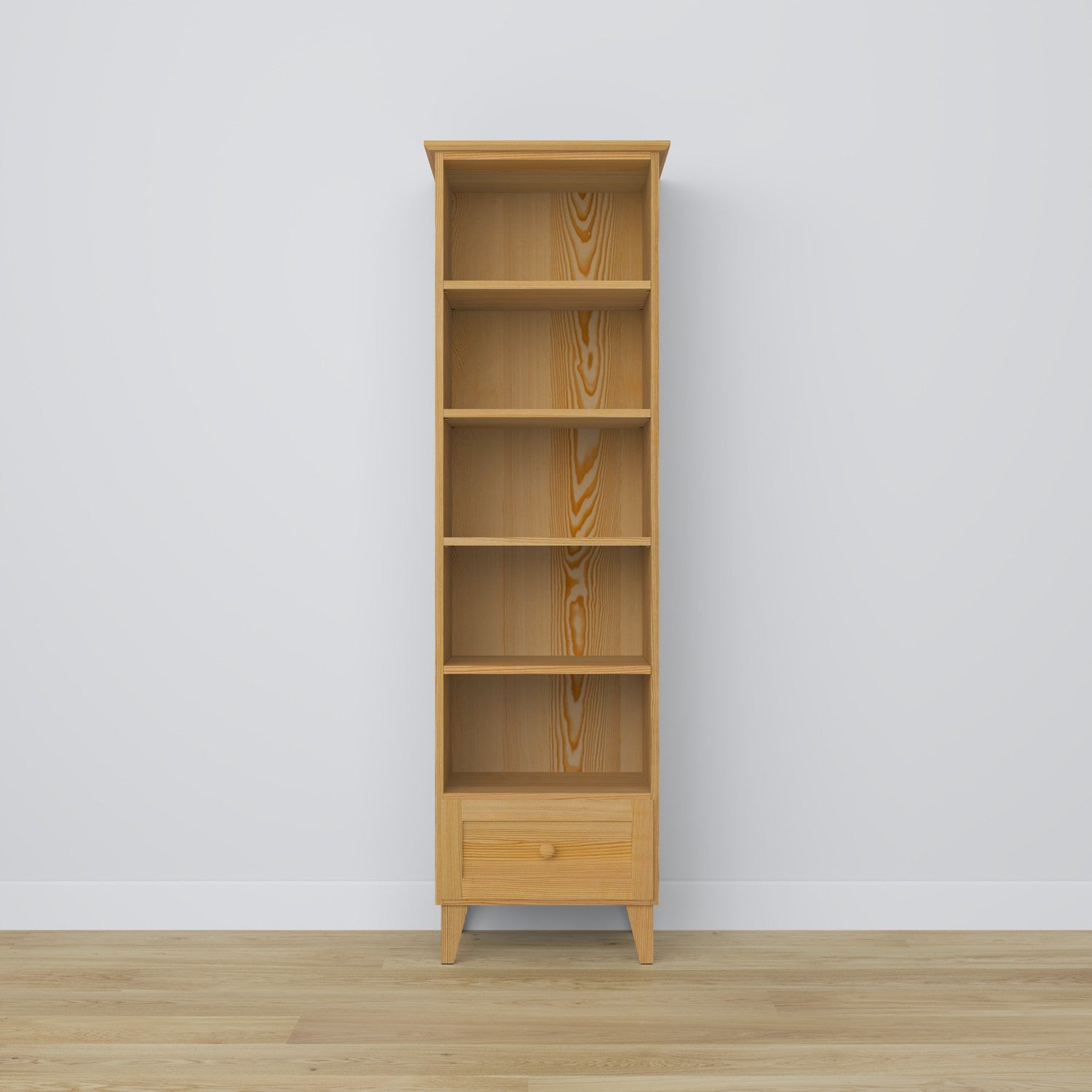 Regal mit Schublade Kiefernholz Kiefer natur 57 cm – Wohnzimmer und Arbeitszimmer, skandinavischer Stil