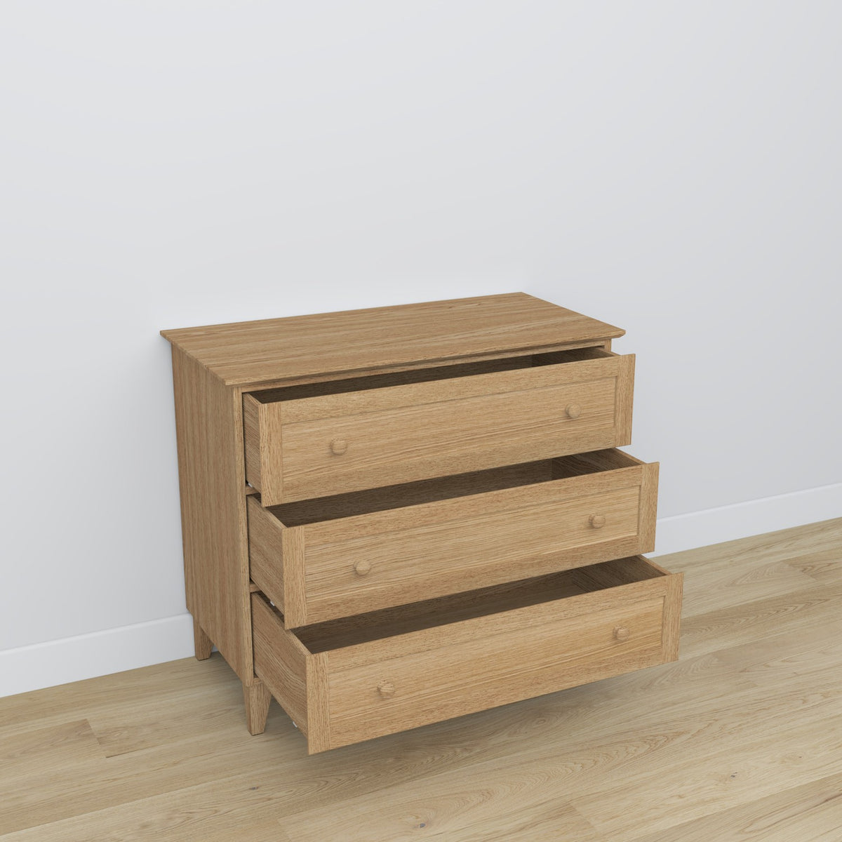 Oak chest of drawers 3S 105 Scandi oak natural
