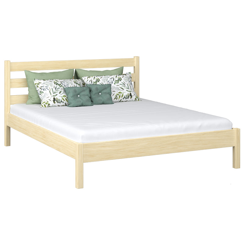 Holz-Doppelbett N01 Kiefer farblos – Gesamtansicht, massives Kiefernholz