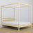 Double bed clear pine with canopy – decorative wooden frame, scandi