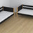 Etagenbett schwarz-eiche – Holzrahmen mit Latten, Matratzen-Schublade