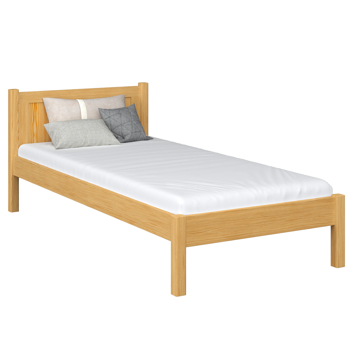 Bett Kiefer natur – Holzkopfteil, Nahaufnahme der Holzqualität, Nizio