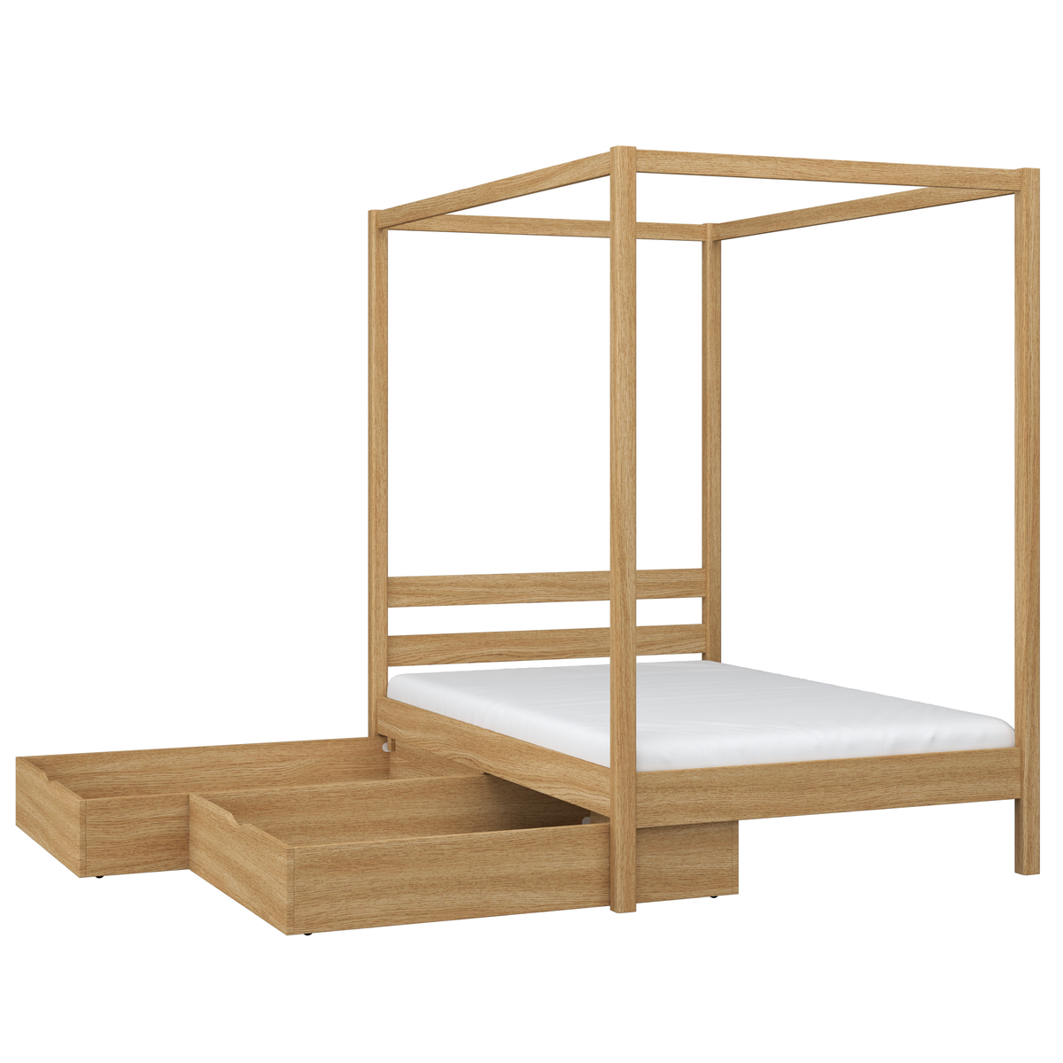 Bett natureiche mit Baldachin – Eichendetails und Verbindungen, Nizio Home