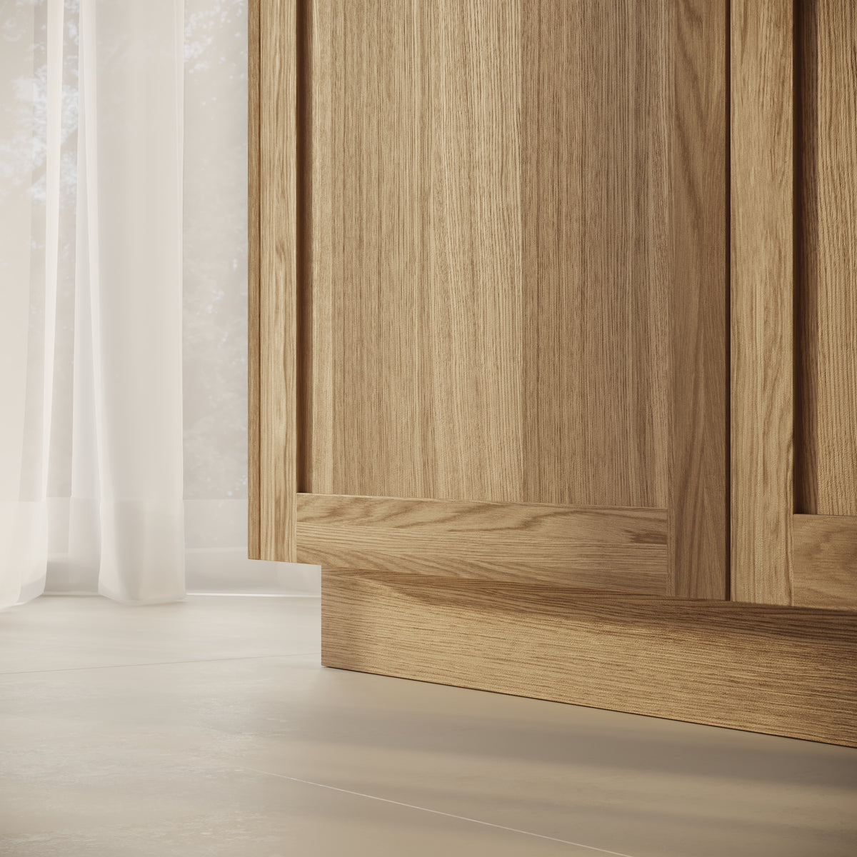 Oak kitchen plinth Nizio – close-up of finish