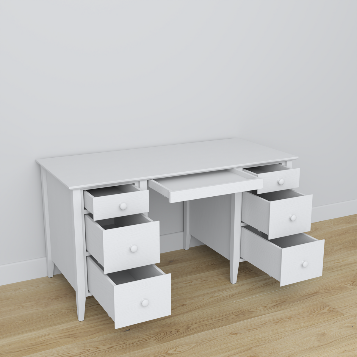 Holzschreibtisch 6S Scandi weiß