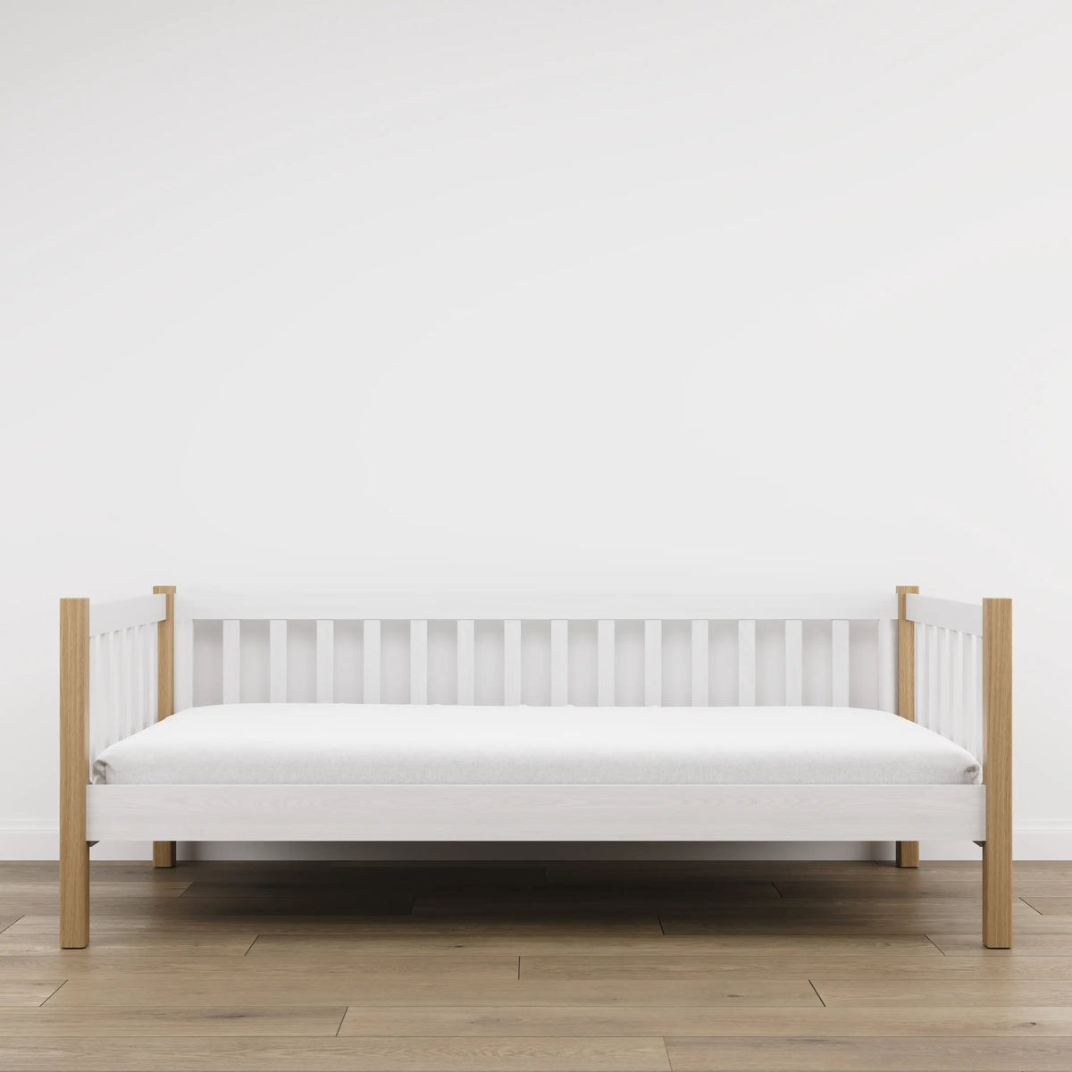 Łóżko sofa N03 biały / dąb naturalny – dodatkowy widok, lite drewno