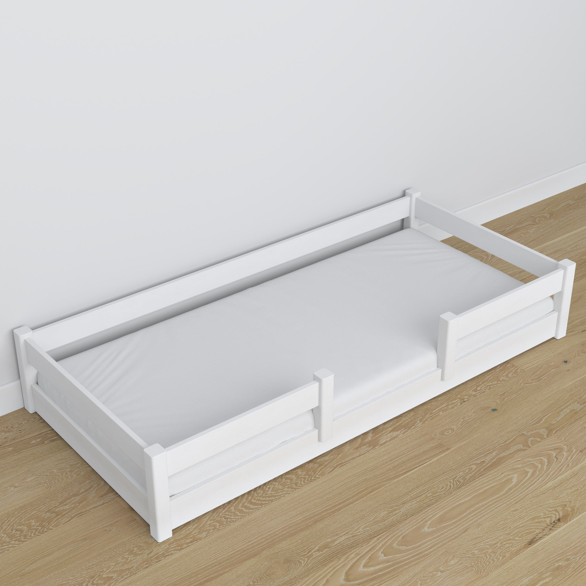 Wooden low bed N01 white