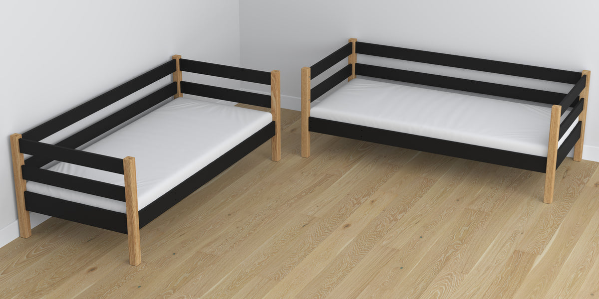 Holz-Etagenbett schwarz-eiche mit Schublade – Kinderzimmergestaltung scandi