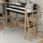 Hochbett schwarz-eiche – Holzschreibtisch unter dem Schlafbereich, Kinderzimmer scandi