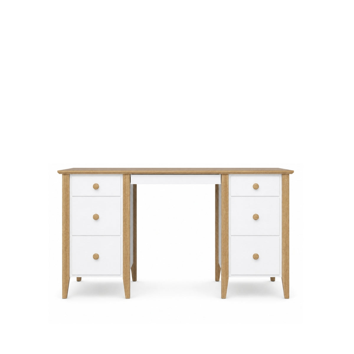 Holzschreibtisch 6S Scandi Weiß / Eiche Natur
