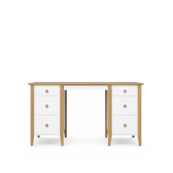 Holzschreibtisch 6S Scandi Weiß / Eiche Natur