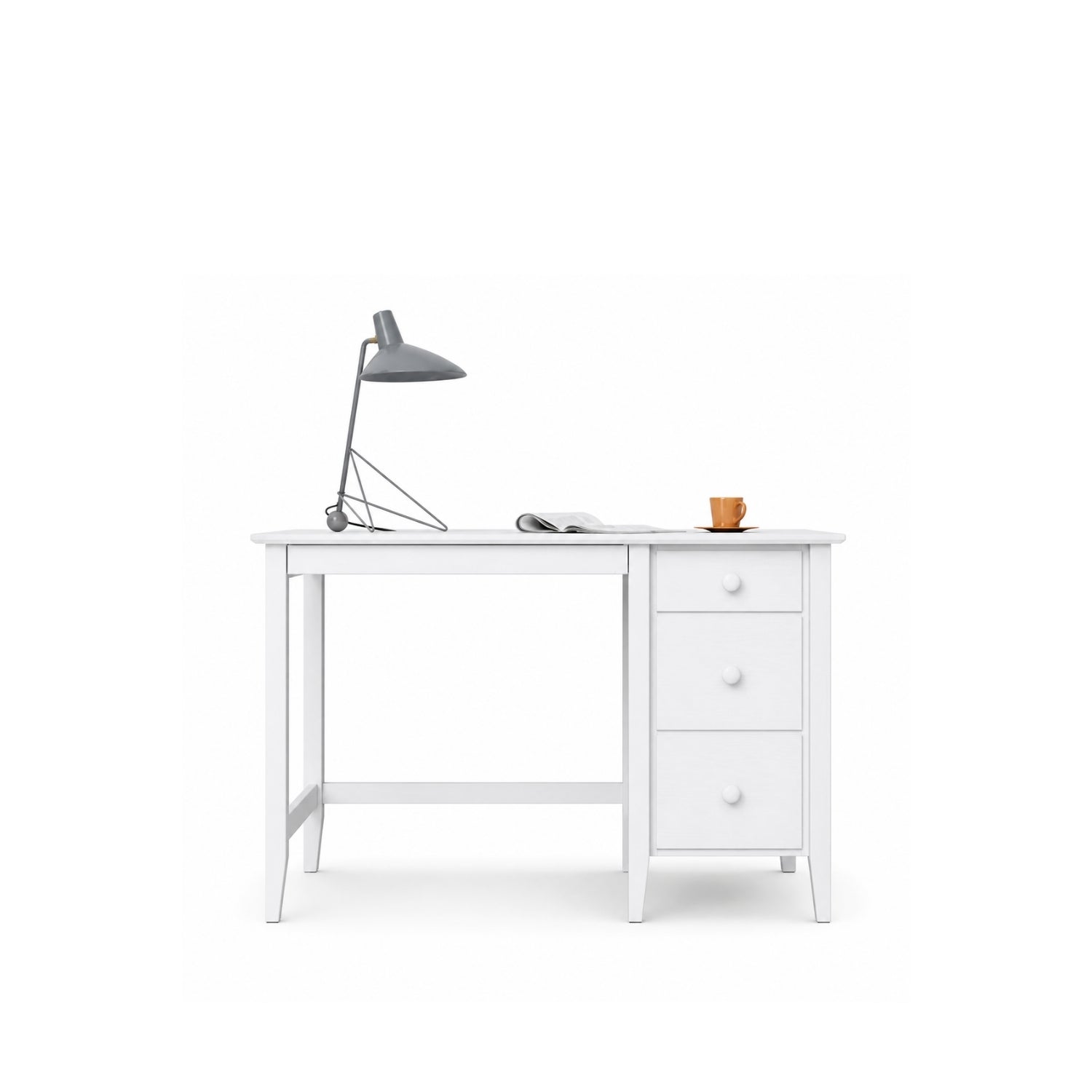 Schreibtisch mit 3 Schubladen Holz Weiß – Arbeitszimmer und Jugendzimmer, scandi