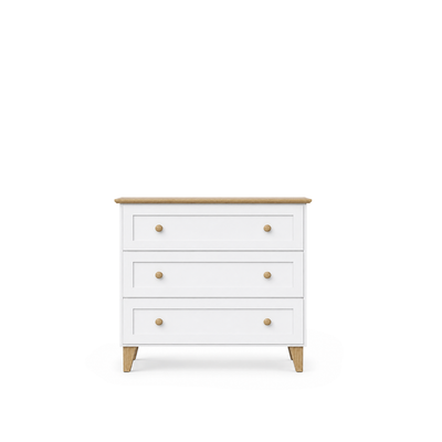 Wooden chest of drawers 3S 105 Scandi white / natural oak
