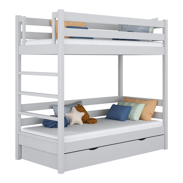 Etagenbett mit Schublade Holz Grau – Kinderzimmer, Massivholz, scandi