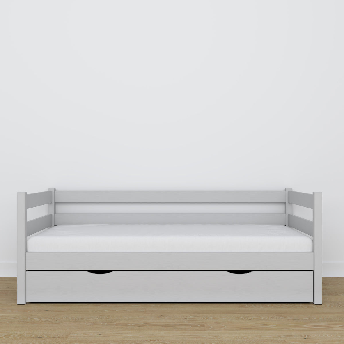 Łóżko sofa z szufladą N01 popielaty – dodatkowy widok, lite drewno sosnowe