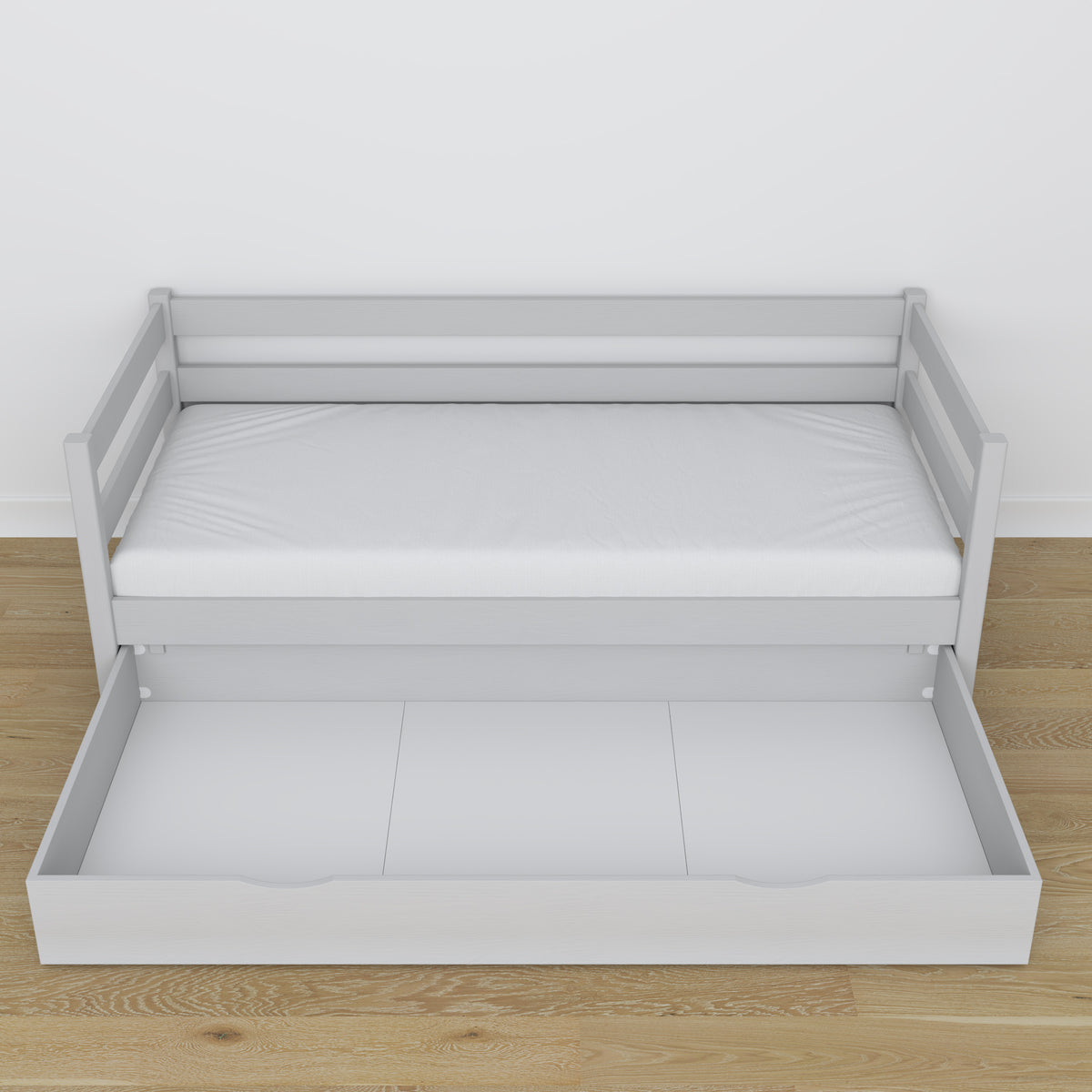 Łóżko sofa z szufladą N01 popielaty – dodatkowy widok, ekologiczne drewno
