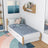 Bed white/oak with drawer – side view, wooden, Nizio Home