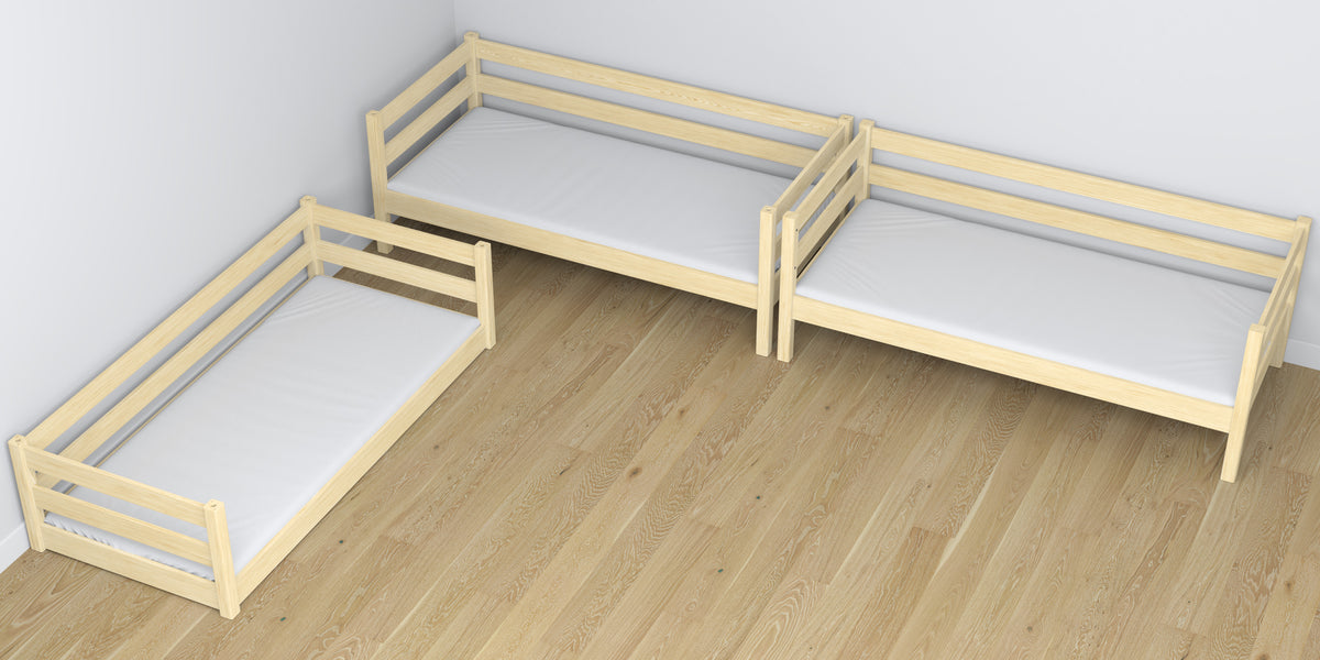 Łóżko 3-piętrowe N01 sosna bezbarwna – dodatkowy widok, ekologiczne drewno