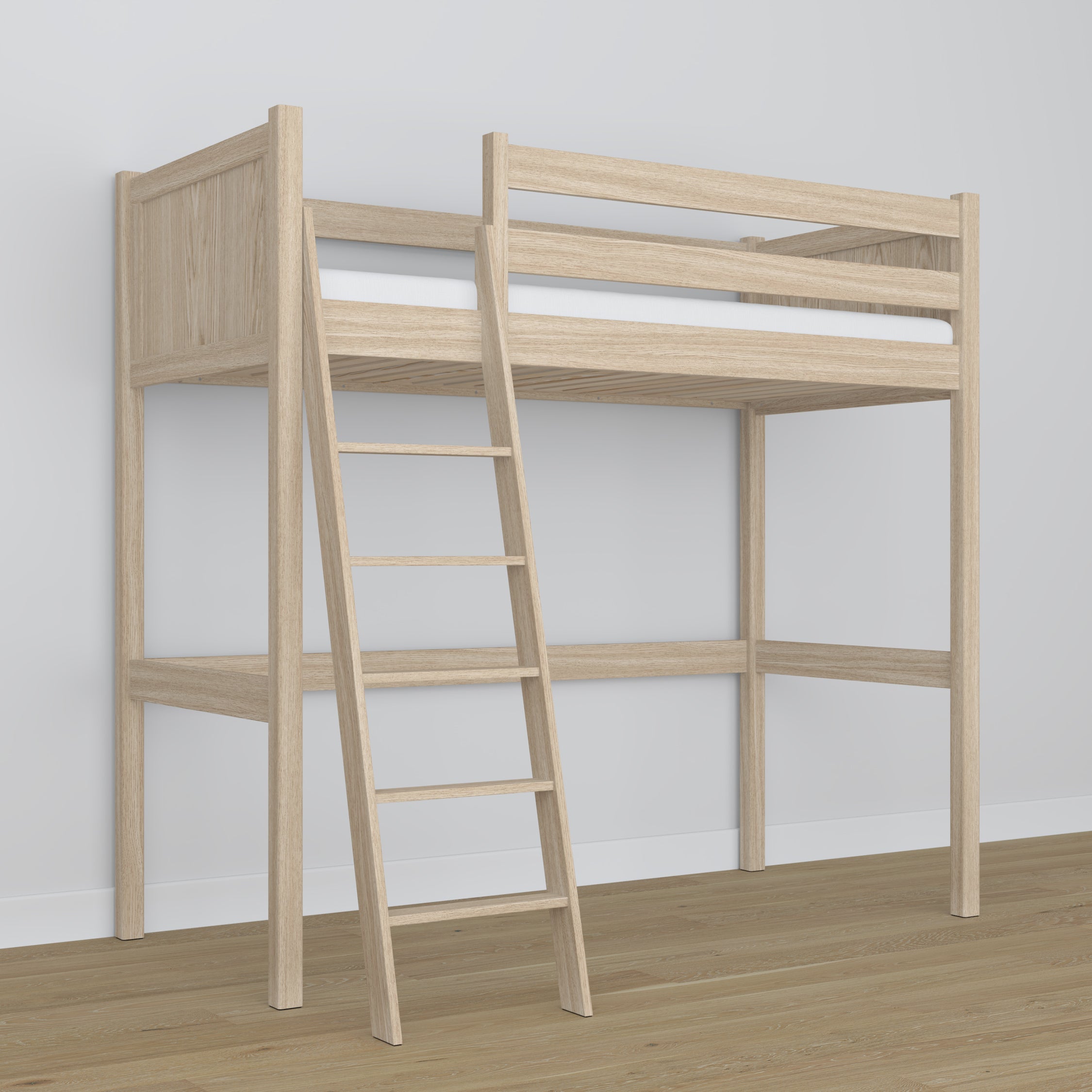 Hochbett gebleichte Eiche im Kinderzimmer – Scandi-Einrichtung, aus Eichenholz
