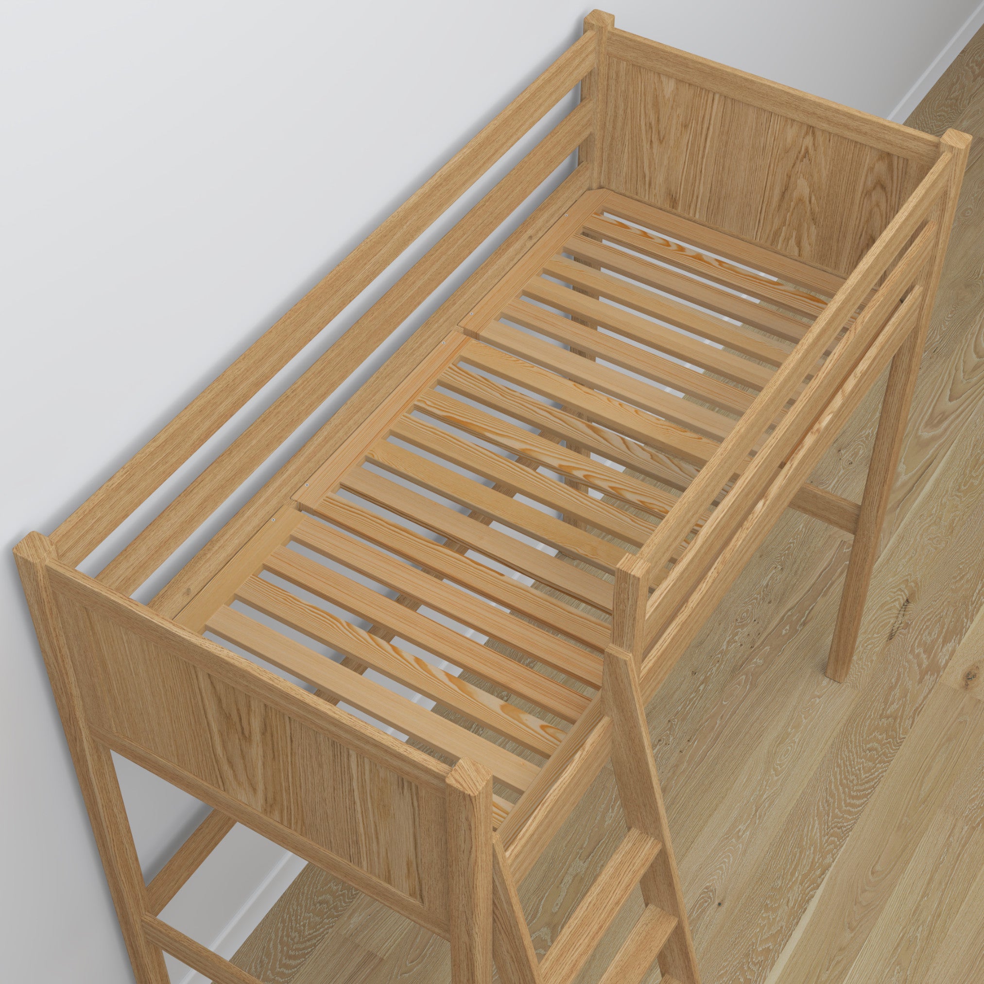 Hochbett Natureiche – Details der Verbindungen und Leiter, Nizio Home