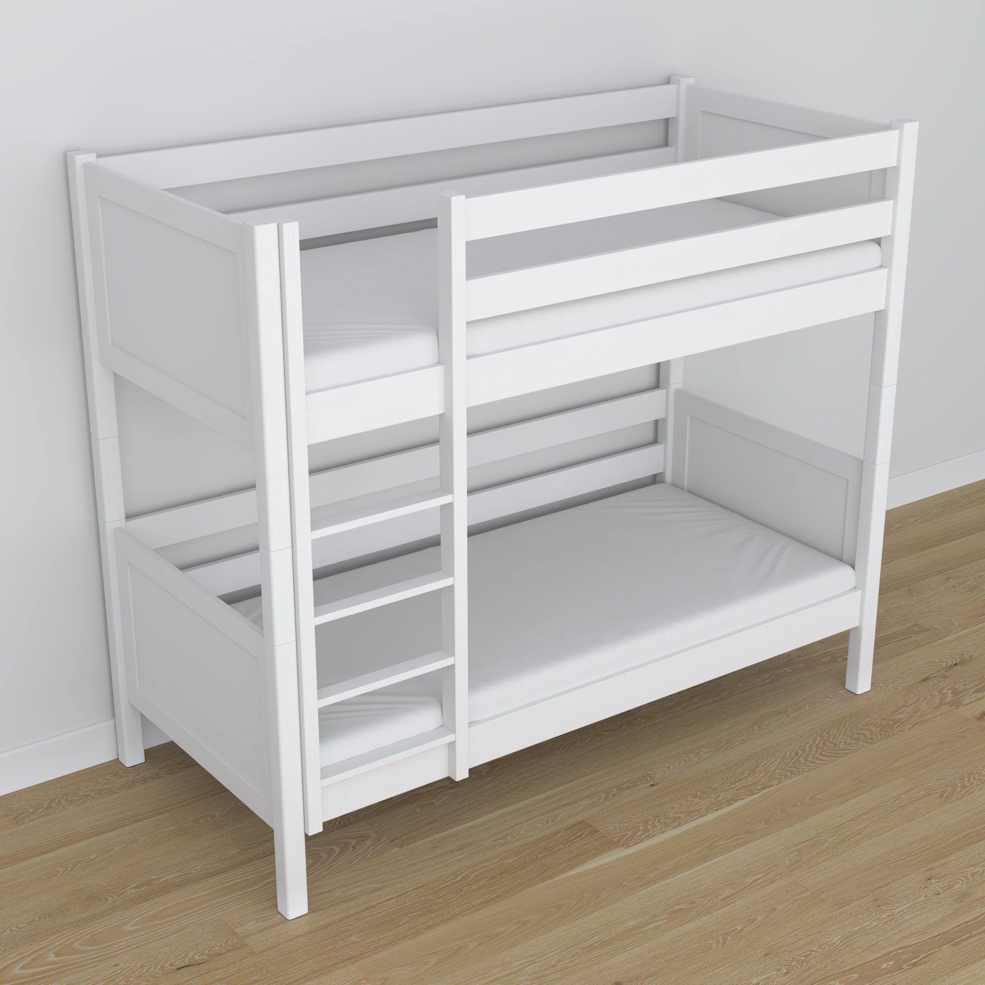 Etagenbett weiß aus Holz – Maße und Schema, Nizio