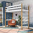 White and Oak Wooden Loft Bed – Free Space Under the Sleeping Area, Nizio