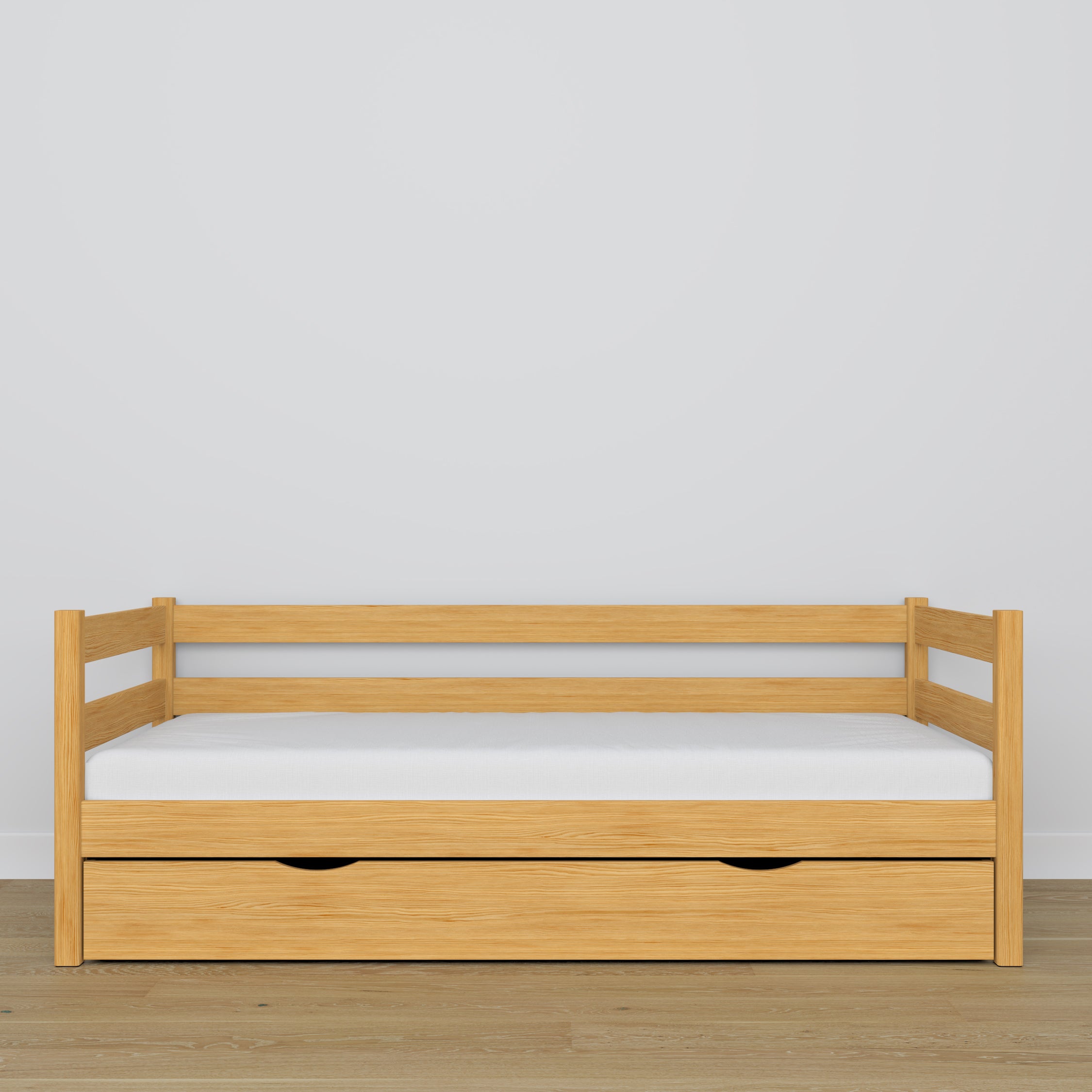 Łóżko sofa z szufladą N01 sosna naturalna – dodatkowy widok, lite drewno sosnowe