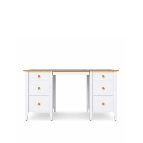 Holzschreibtisch 6S Scandi Weiß / Eiche Natur