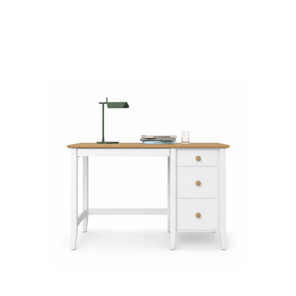 Holzschreibtisch 3S Scandi Weiß / Eiche Natur