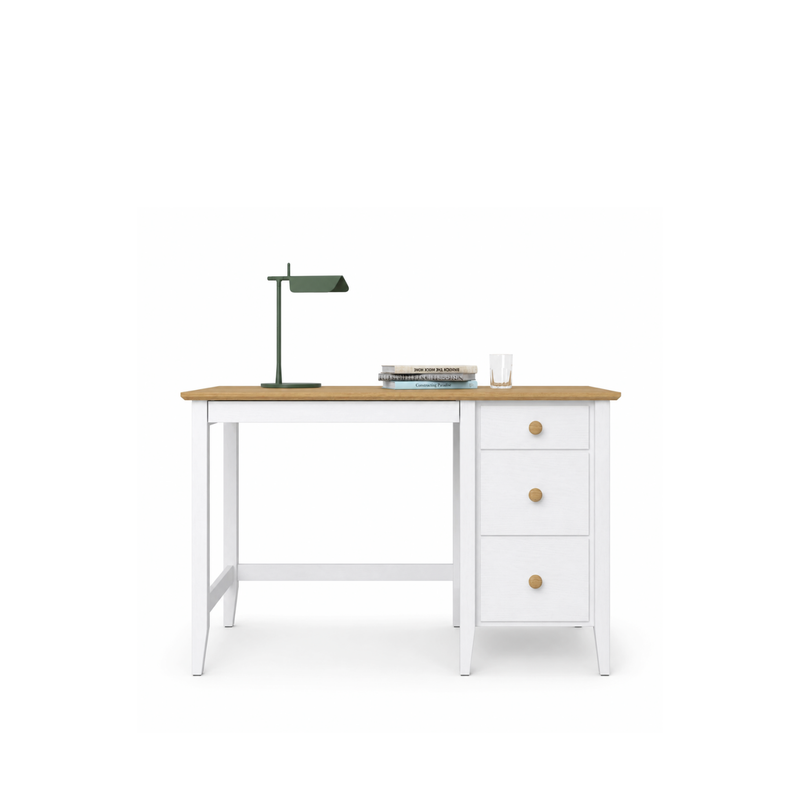 Holzschreibtisch 3S Scandi Weiß / Eiche Natur