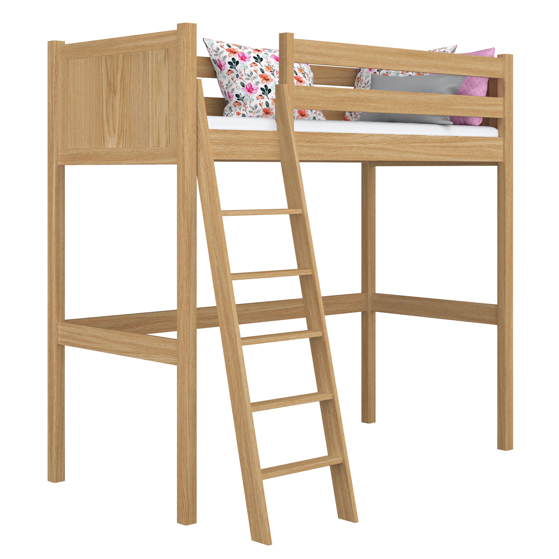 Hochbett Natureiche – Kinderzimmer, Massivholz, Scandi-Stil