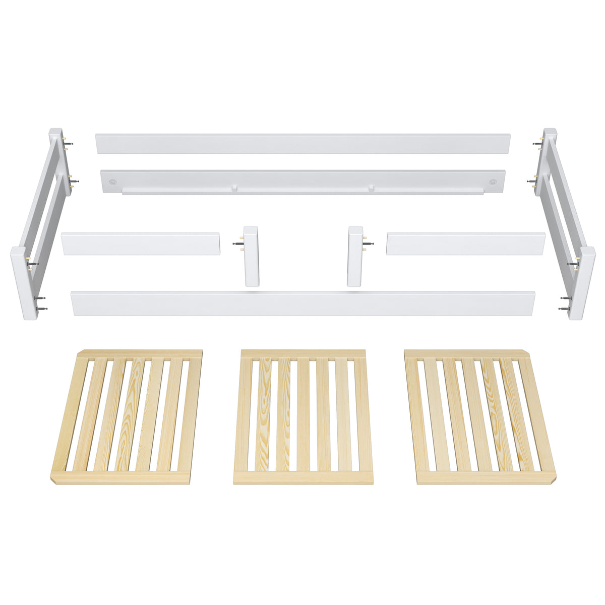 Wooden low bed N01 white