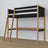Hochbett mit Schreibtisch aus Holz schwarz-eiche – Leiter und Schutzgeländer
