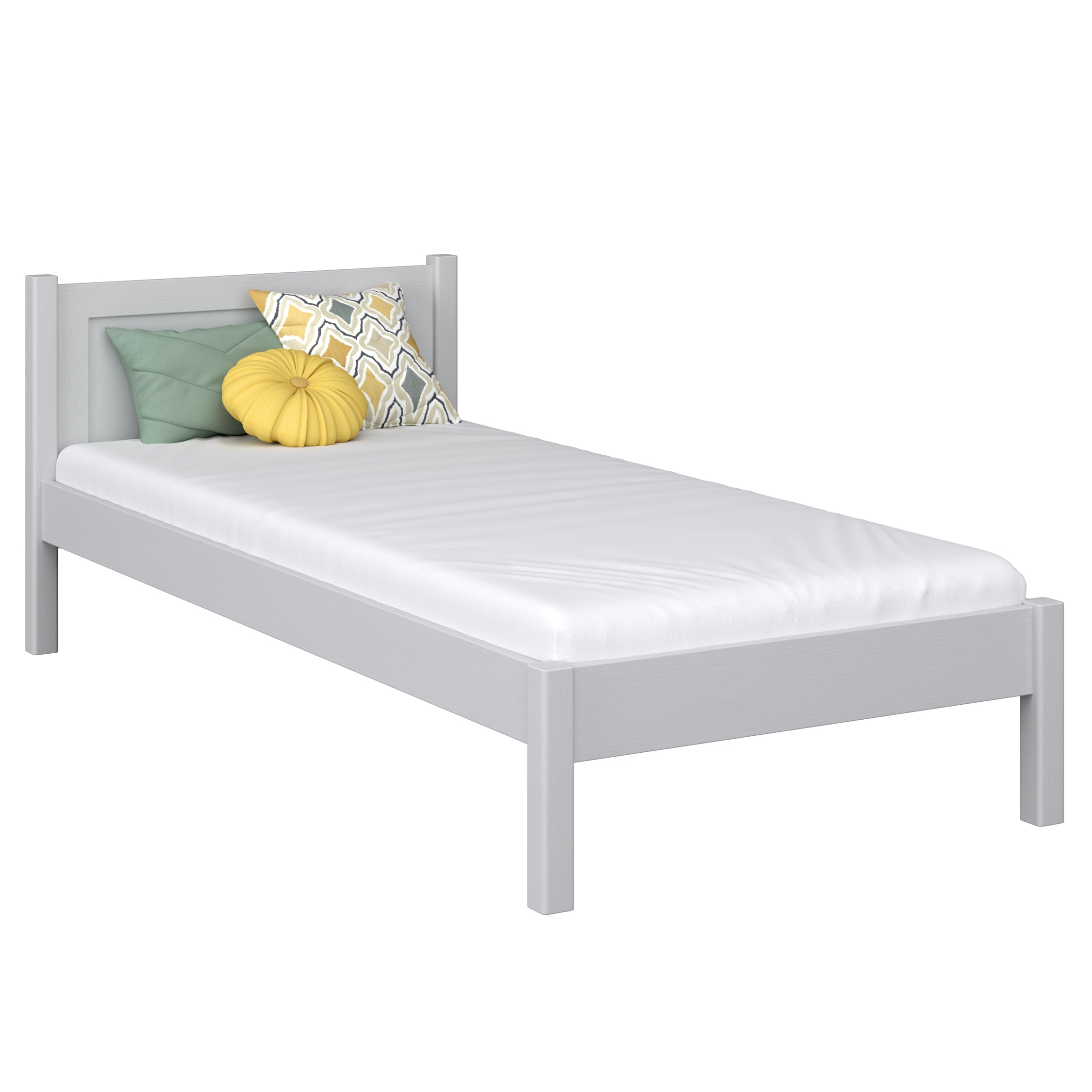 Einzelbett aus Holz Aschgrau – Kinderzimmer, Massivholz, Scandi-Stil