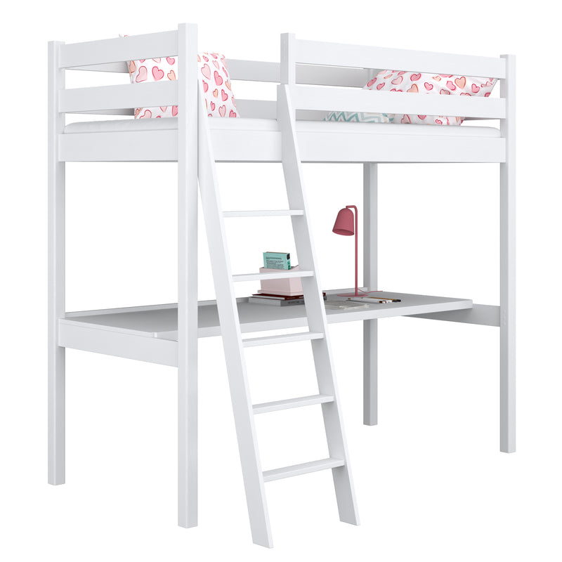 Loft Bed with Desk N03 Wooden in Custom RAL/NCS Color – Solid Wood, Nizio