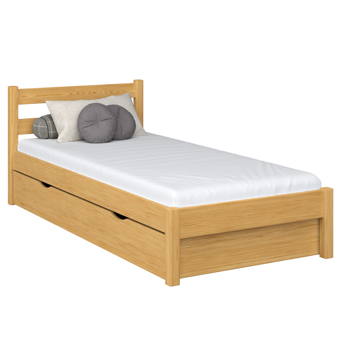 Einzelbett mit Schublade aus Holz Kiefer natur – Kinderzimmer, Scandi-Stil